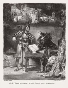 Méphistophélès apparaîssant à Faust (Mephisto Faust दिखाई देता है)। 1828 द्वारा फर्डिनेंड विक्टर यूजीन डेलाक्रोइक्स
