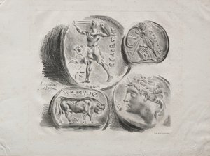 चार प्राचीन पदक की शीट, 1825। द्वारा फर्डिनेंड विक्टर यूजीन डेलाक्रोइक्स