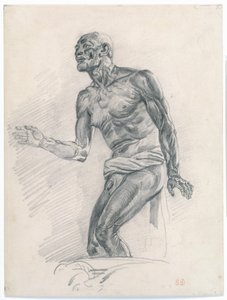 एक नर नग्न का अध्ययन: 1838-1940 के "सेन्का की मौत" के लिए अध्ययन (ग्रेफाइट ब्रिस्टल बोर्ड पर ग्रेफाइट) द्वारा फर्डिनेंड विक्टर यूजीन डेलाक्रोइक्स