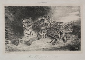 यंग टाइगर अपनी माँ के साथ खेल रहा है, 1831। द्वारा फर्डिनेंड विक्टर यूजीन डेलाक्रोइक्स
