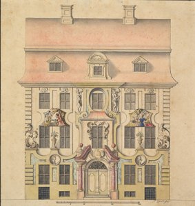 एक मुखौटा के लिए वास्तुकला डिजाइन, 1739-69। द्वारा फेरेक स्पेथ