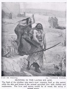 बाद के हिम युग में शिकार, &39;हचिन्सन हिस्ट्री ऑफ़ द नेशंस&39;, c.1910 से चित्रण