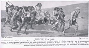 जनजाति का प्रवासन, &39;हचिन्सन हिस्ट्री ऑफ द नेशंस&39; का चित्रण, c.1910 द्वारा फर्नांड कोरमन