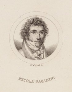 निकोलो पगनीनी का पोर्ट्रेट 1782-1840, 1840। द्वारा फ़िलिपो कैपोरालि