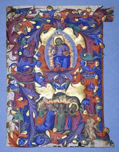 एक बड़े ऐतिहासिक "ए" को एस्केन्शन के चित्रण के साथ, c.1450