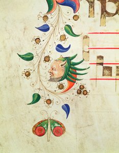 मिसल 515 f.72v ज़ूमोर्फिक पर्ण सीमा, 1449 वल्लुम से पहले चोइर पुस्तक से विस्तार