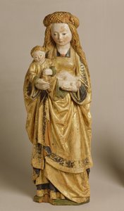मैडोना एंड चाइल्ड, स्कूल ऑफ मेकलेन, c.1500 (पॉलीक्रोम और गिल्ड ओक) द्वारा फ्लेमिश स्कूल