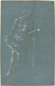 एक युवक स्टूल पर बैठकर किताब पढ़ रहा है (रेक्टो); मनुष्य का पतन (निचले भाग का एक टुकड़ा) (छंद) द्वारा फ्लोरेंस 15वीं सदी