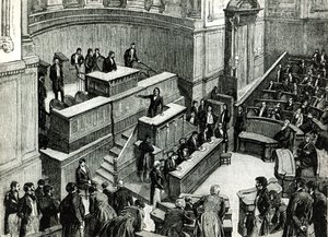 विक्टर ह्यूगो (1802-85) चैंबर ऑफ पीयर्स में, सी। 1885 द्वारा फॉर्च्यून लुई मेउल