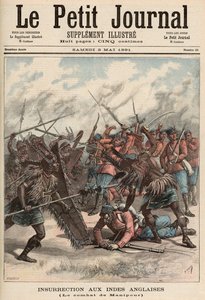 &39;ले पेटिट जर्नल&39; से मणिपुर की लड़ाई, 2 मई 1891 (रंगीन उत्कीर्णन)