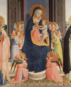 Politico Di San Domenico से विस्तार से वर्जिन और बाल आठ स्वर्गदूतों के साथ दिखाई देते हैं, c.1422 (पैनल पर टेम्पा) (43912, 238446 देखें) द्वारा फ्रा एंजेलिको