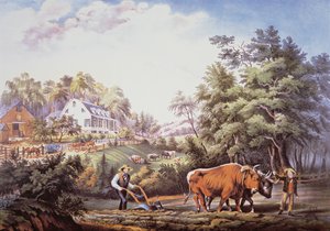 अमेरिकी फार्म दृश्य द्वारा फ्रांसिस फ्लोरा बॉन्ड (c.1812-76) पामर