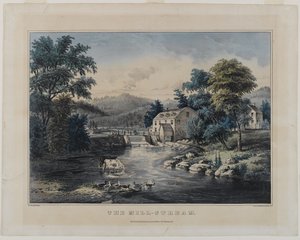द मिल-स्ट्रीम, क्यूरियर एंड इव्स, न्यूयॉर्क द्वारा प्रकाशित (हाथ से रंगा लिथो) द्वारा फ्रांसिस फ्लोरा बॉन्ड पामर