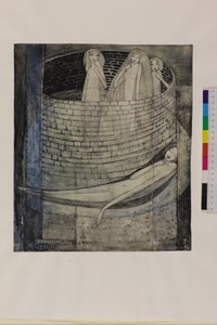 सत्य झूठ कुएँ के तल पर, c.1912-15 (कागज पर पेंसिल और पानी के रंग का)
