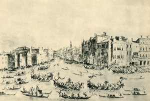 रेगाटा ग्रैंड कैनाल, वेनिस, 18 वीं शताब्दी के उत्तरार्ध में, 1943। द्वारा फ्रांसेस्को गार्डी