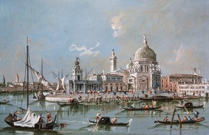 18 वीं शताब्दी के सांता मारिया डेला सैल्यूट चर्च का दृश्य द्वारा फ्रांसेस्को गार्डी