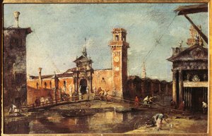 वेनिस में शस्त्रागार का दृश्य (कैनवास पर तेल, c.1780) द्वारा फ्रांसेस्को गार्डी