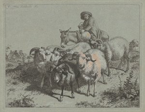 एक गधे पर सवार एक झुंड में बैठा लड़का, 1763। द्वारा फ्रांसेस्को लंदनियो