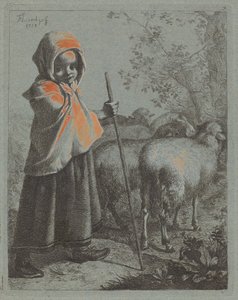 झुंड के साथ बाल चरवाहा, 1758। द्वारा फ्रांसेस्को लंदनियो