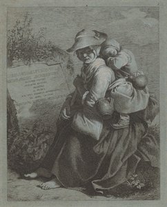 सोते हुए बच्चे के साथ बैठी किसान महिला, 17581759। द्वारा फ्रांसेस्को लंदनियो