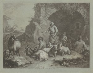 महिला, चरवाहा लड़के, और एक आर्क के पास भेड़, 17591782। द्वारा फ्रांसेस्को लंदनियो