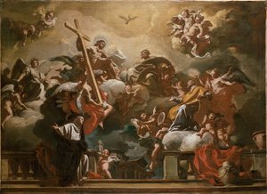 ग्लोरी में सेंट फिलिप नेरी के साथ होली ट्रिनिटी, c1727-1730 द्वारा फ्रांसेस्को सोलिमेना