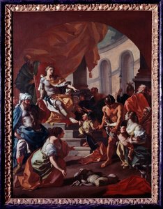 सुलैमान का निर्णय (सुलैमान का निर्णय) फ्रांसेस्को डी मुरा (1696-1782) द्वारा चित्रकारी मोंटेकैसिनो इटली के अभय का संग्रहालय