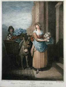 "शलजम और गाजर हो", थॉमस गाउगेन (1748-1812), पब द्वारा उकेरी गई 'द क्रीज़ ऑफ़ लंदन' की प्लेट 13। कोलनाघी एंड कंपनी द्वारा