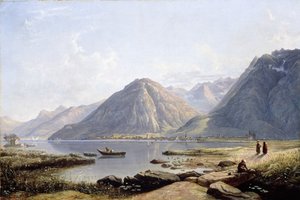 1836 के विलेन्यूवे शहर के साथ जिनेवा झील का दृश्य द्वारा फ्रांसिस डेनबी