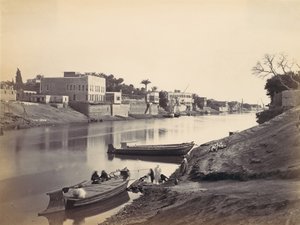 काहिरा में नील नदी के किनारे, सीए। 1857, 1870 के दशक में छपी। द्वारा फ्रांसिस फ्रिथ
