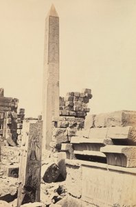 "मिस्र और फिलिस्तीन": अमोन-रा, कर्णक, मिस्र के महान मंदिर में फिरौन टुटमोसिस I और रानी हत्शेपसट द्वारा निर्मित ग्रेनाइट ओबिलिस्क द्वारा फ्रांसिस फ्रिथ