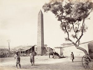 मिस्र का ओबिलिस्क, क्लियोपेट्रा की सुई, अलेक्जेंड्रिया, मिस्र में, सीए। 1870.