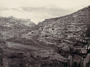 माउंट मोरिय्याह, जेरूसलम, एन रोगेल के कुएं से, सीए। 1857.
