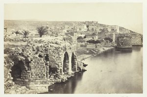 टाउन एंड लेक ऑफ़ तिबरियास, दक्षिण से, 1857। द्वारा फ्रांसिस फ्रिथ