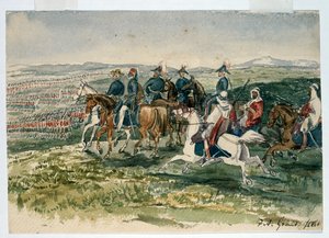 6 जुलाई 1854 को अलादीन में ड्यूक ऑफ कैम्ब्रिज द्वारा कमांडर उमर पाशा और मार्शल सेंट अरनौद द्वारा प्राप्त गार्ड और हाईलैंडर्स द्वारा फ्रांसिस ग्रांट