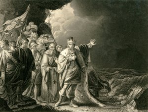 कैन्यूट ने अपने दरबारियों को फटकार लगाई, c1840।