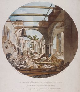 सेंट जेम्स चर्च, क्लेरकेनवेल का एक दृश्य, इस्लिंगटन, लंदन, 1789