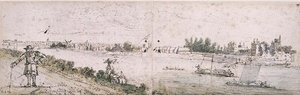 माई लॉर्ड पीटरबरो हाउस (वाटरकलर) के बगल में मिलबैंक से लैम्बेथ का दृश्य द्वारा फ्रांसिस प्लेस