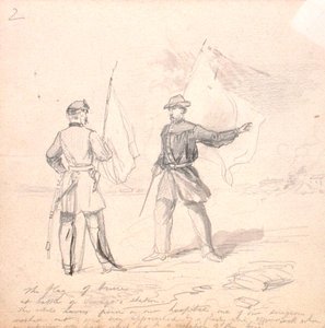संघर्ष विराम का ध्वज, c.1860 (कागज पर पेंसिल) द्वारा फ्रांसिस स्कैल