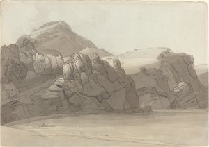 कोम्बमार्टिन, डेवोन (कॉम्बे मार्टिन बे) में एक चट्टानी तट द्वारा फ्रांसिस टाउने