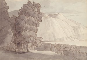 लैंडस्केप (जिनेवा झील) (कलम और स्याही और कागज पर धोना) द्वारा फ्रांसिस टाउने