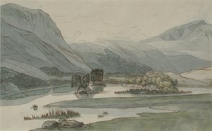 ग्रासियर हिल्स के साथ Rydal Water, 1786 (कागज पर पेन और स्याही और wc वाली पेंसिल)