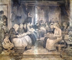 कोवेंट गार्डन सीन - महिला श्रमिक बैठी हुई, c1862-1935। द्वारा फ्रांसिस विलियम लॉसन