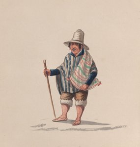 पेरू का एक व्यक्ति, पेरू की पोशाक को दर्शाने वाले चित्र के समूह से, ca. 1848.