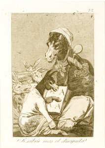 क्या शिष्य अधिक जान सकता है लॉस कैप्रिचोस से, पहले 1799 (नक़्क़ाशी और जलीय) प्रकाशित द्वारा फ़्रांसिस्को डी गोया