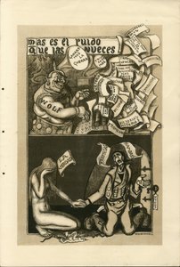 फ़्रांसिस्को सांचा लेंगो का चित्रण (1874-1936) - उड़ता हुआ पत्ता, लगभग 1915 - 14-18 का युद्ध, वोल्फ एजेंसी, स्पेनिश भाषा, विदेशी प्रेस
