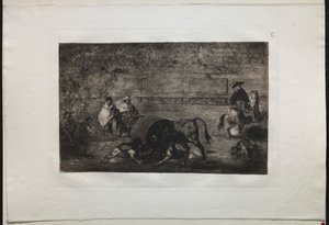 बुलफाइट्स: द डॉग लेट लूज ऑन द बुल, 1876। द्वारा फ़्रांसिस्को डी गोया