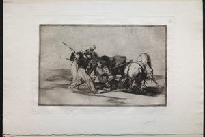 बुलफाइट्स: द मोर्स स्पेन में बस गए, कुरान के अंधविश्वास को खत्म करते हुए, 1876। द्वारा फ़्रांसिस्को डी गोया