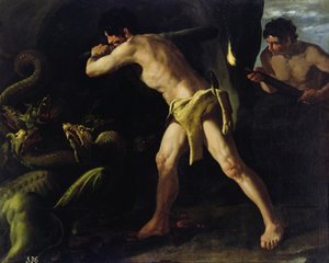 हरक्यूलिस लर्नियन हाइड्रा के साथ लड़ते हुए, c.1634 द्वारा फ्रांसिस्को डी ज़बरन