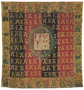 रॉबर्ट चाओट और एंटोनेट डी "इलियर्स, c.1503 की बाहों का चित्रण करने वाले आर्मरी मिले-फ़्लायर टेपेस्ट्री